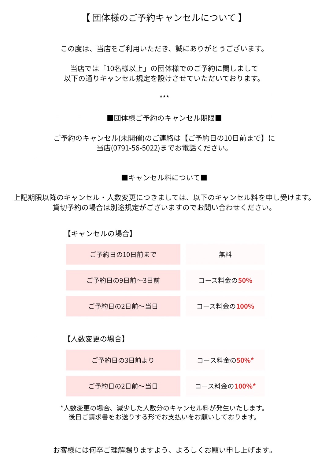 キャンセルポリシー